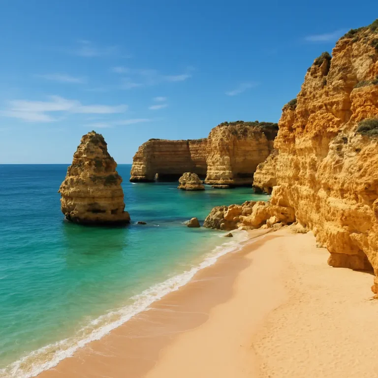 De rotsformaties van Praia da Marinha bewonderen