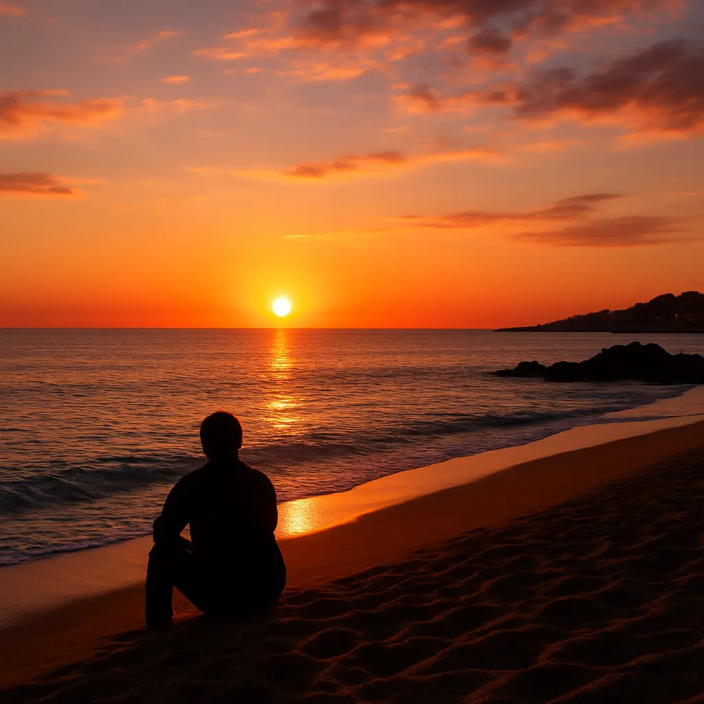 Zonsondergang kijken aan de kust van Malgrat de Mar